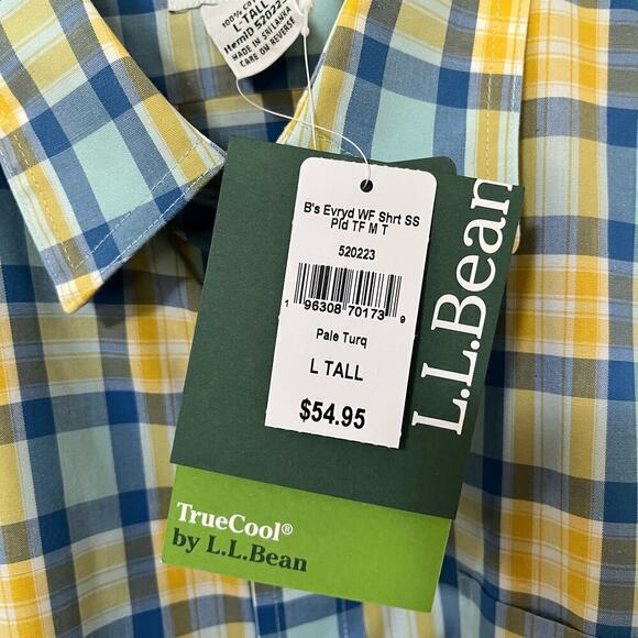L.L. Bean Men’s Comfort Stretch Oxford Shirt Size L TALL Pale Turquoise NEW - Picture 6 of 6